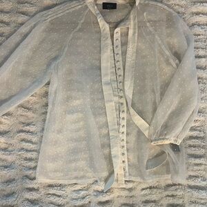 Vici Cream Sheer Polka Dot Blouse